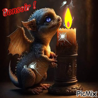 Bonsoir petit dragon - 免费动画 GIF