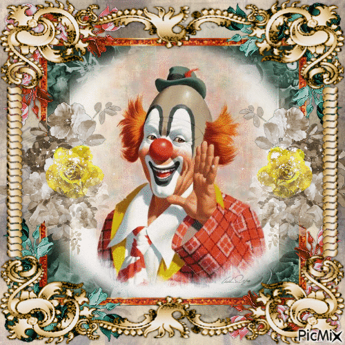 Art - Clown en aquarelle - GIF animé gratuit