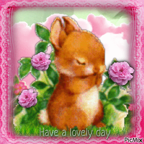 Have a lovely day, rabbit, cute - GIF animé gratuit