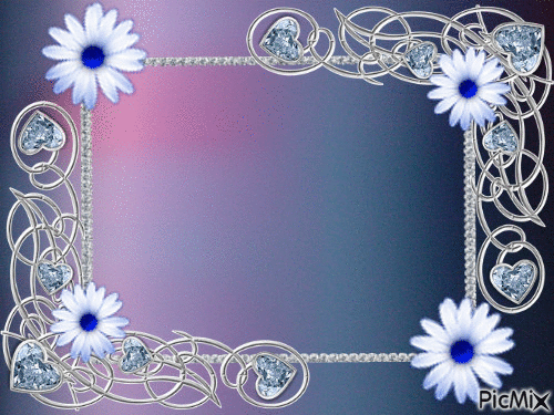 cadre coeur fleurs - GIF animé gratuit