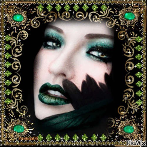 Portrait in green... - Free animated GIF