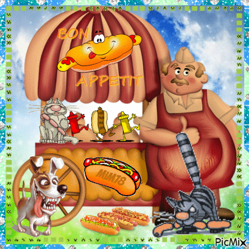 hot dog avec humour - Бесплатный анимированный гифка