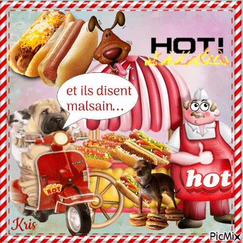 Hot-dog avec humour - Бесплатный анимированный гифка