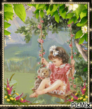child on swing - Free animated GIF