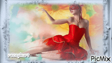 kırmızılı bayan - Безплатен анимиран GIF