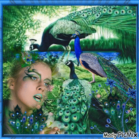 Peacock lady - GIF animado grátis