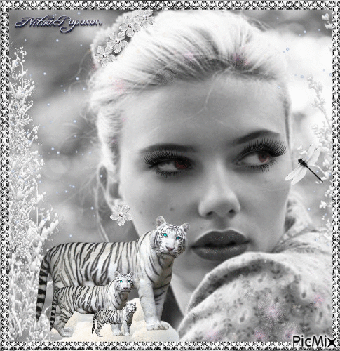 Woman - White tiger/Contest - Free animated GIF