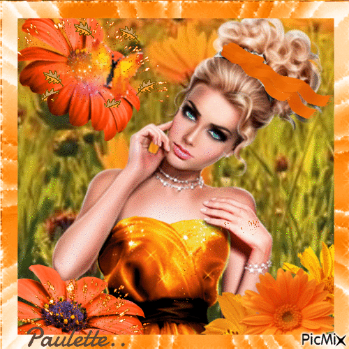 femme fantaisie orange - Δωρεάν κινούμενο GIF