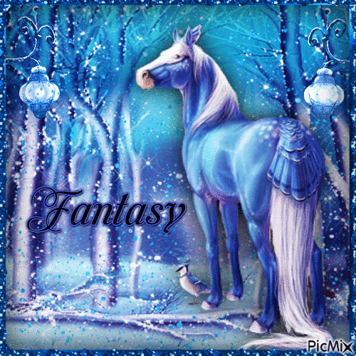 Blue Horse Fantasy-RM-12-05-23 - Zdarma animovaný GIF