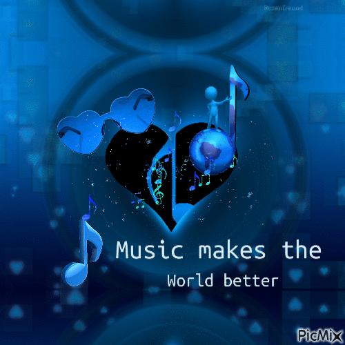 Music makes the world better - GIF animado grátis