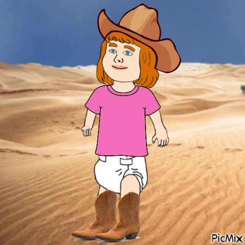 Western baby in desert - zdarma png