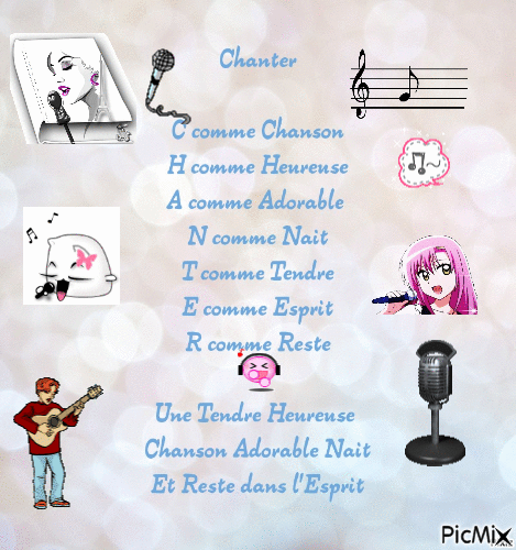 Poème sur le mot "Chanter" - Darmowy animowany GIF