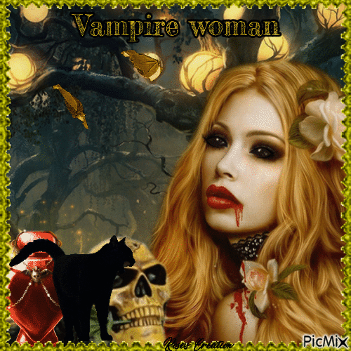 Concours : Femme vampire gothique - Jaune et noir - Free animated GIF