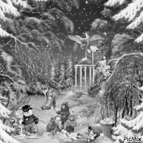 Paysage de Noël - Animovaný GIF zadarmo