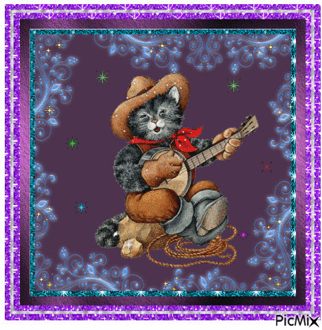 Banjo cat. - GIF animado grátis