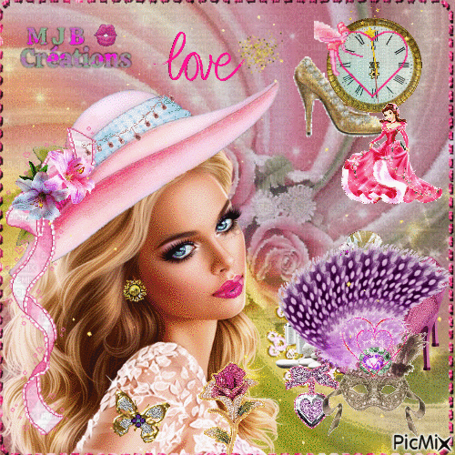 ..Glamour en Rose . . M J B Création - Free animated GIF