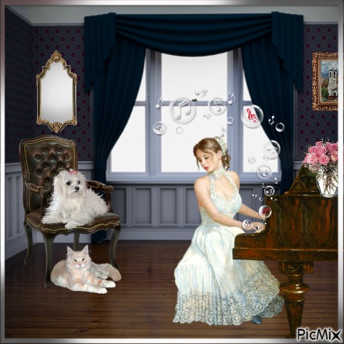 Playing For Her Pets - bezmaksas png