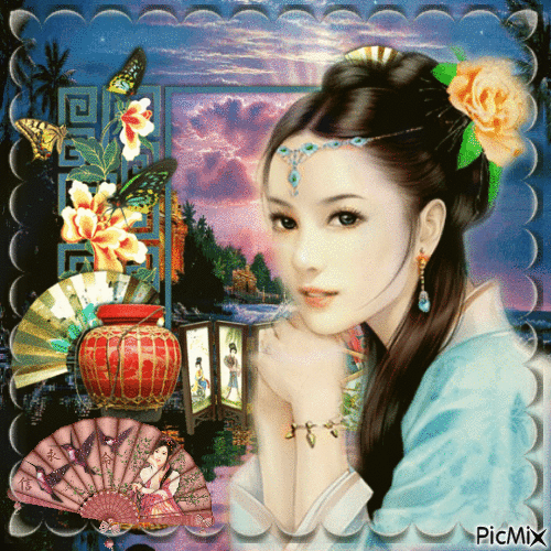 Portrait d'une japonaise - Gratis geanimeerde GIF