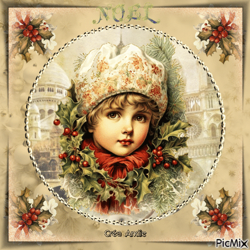 Vintage, Enfant de Noël - Δωρεάν κινούμενο GIF