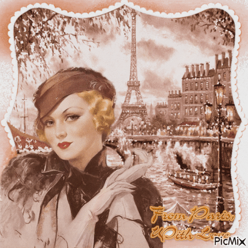 Vintage "From Paris, With Love" - ​​Brauntöne - Gratis animeret GIF