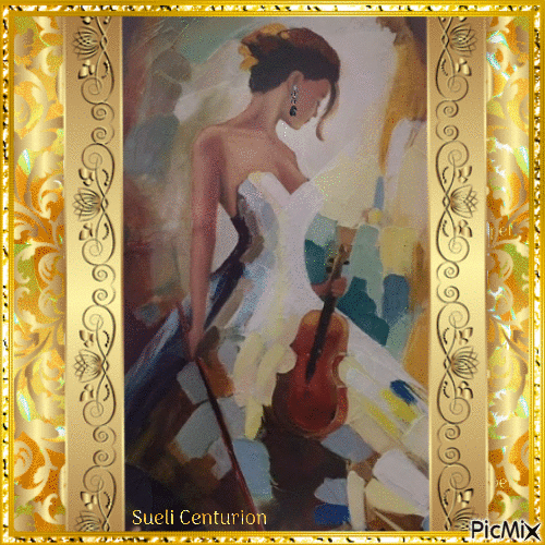 Garota fantasia com violino - Besplatni animirani GIF