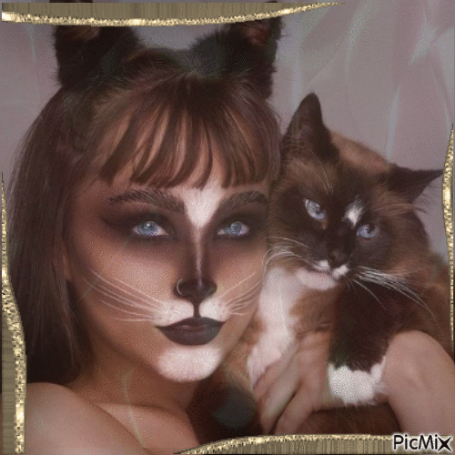 Maquillaje de gato - Ingyenes animált GIF