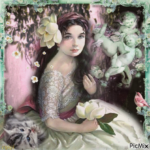 Woman art fantasy Vintage - Gratis animeret GIF