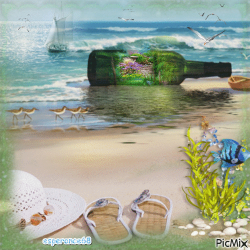 Bouteille à la mer - Darmowy animowany GIF
