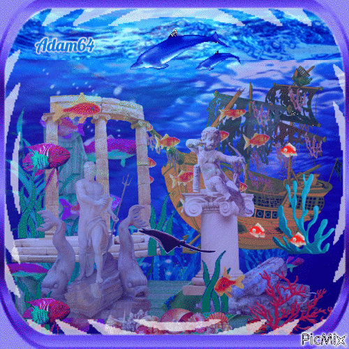 sunken under water statues1plaze - GIF เคลื่อนไหวฟรี