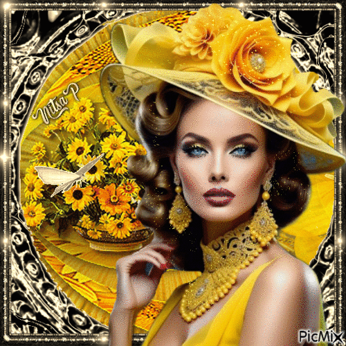 Woman in yellow - Ilmainen animoitu GIF