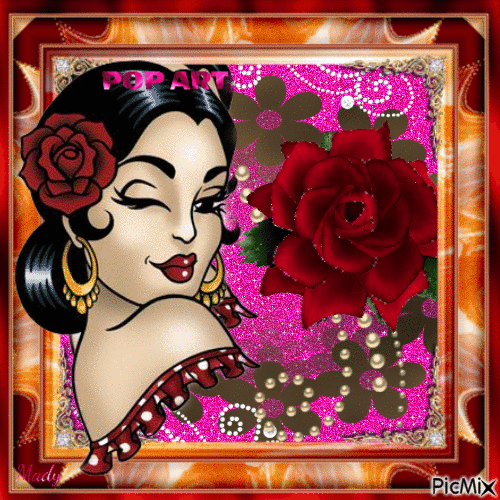 Pop Art rose rouge - Darmowy animowany GIF