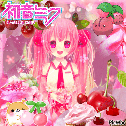 Cherry Miku - GIF animé gratuit