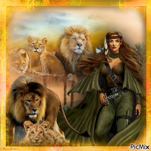 La gardienne des lions. - png gratis