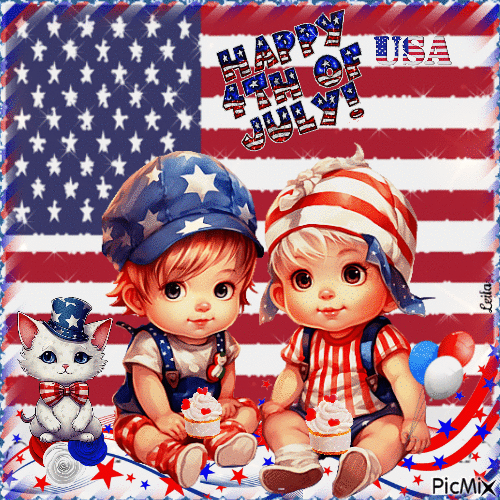 Happy 4th of July USA 7 - GIF animé gratuit