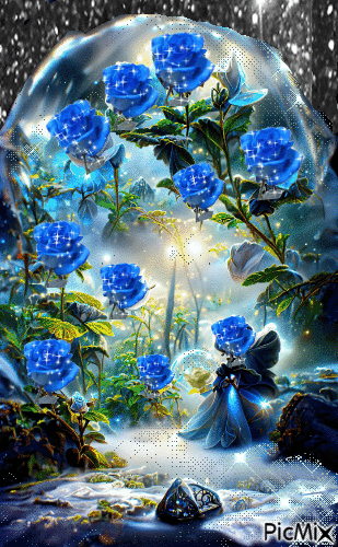diamant de roses bleues - Nemokamas animacinis gif