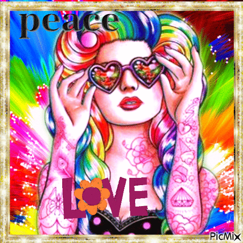 Peace and love - GIF animé gratuit