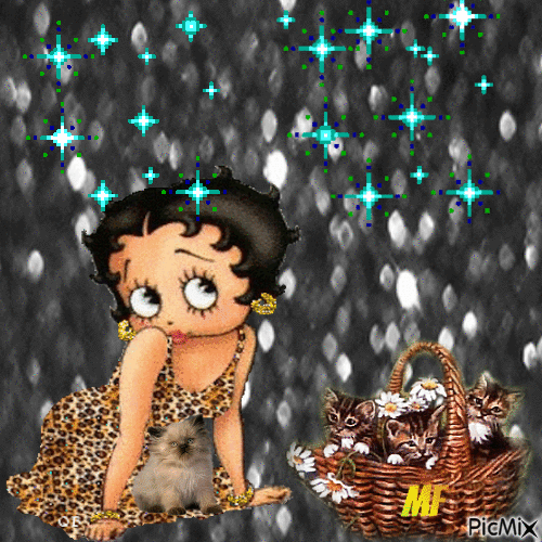 petite fille avec cest petit chats - 無料のアニメーション GIF
