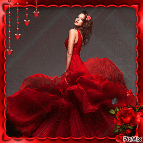 La del vestido rojo..!! - GIF animado grátis