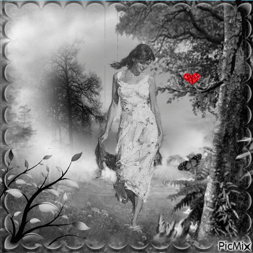 noir et blanc et cœur rouge - Безплатен анимиран GIF
