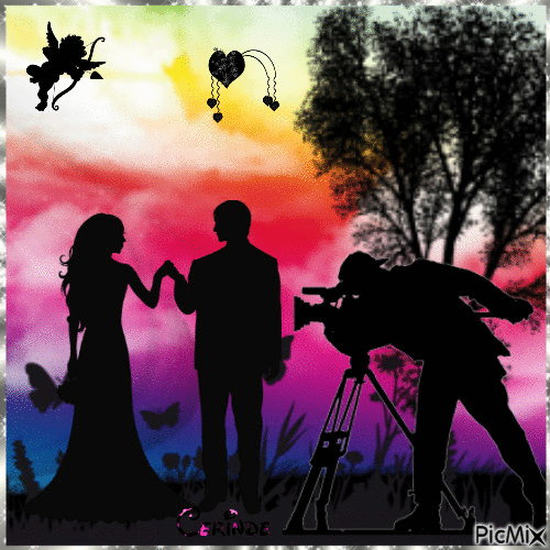 Silhouette Wedding - GIF animado grátis