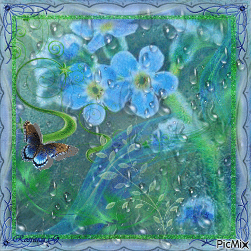Fleurs bleues - Бесплатни анимирани ГИФ