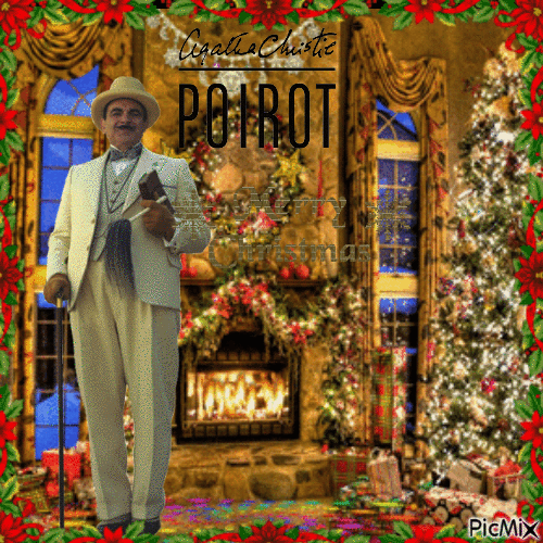 Hercule Poirot-Merry Christmas - Бесплатный анимированный гифка