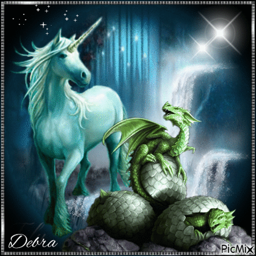 Dragon And Unicorn - Ingyenes animált GIF
