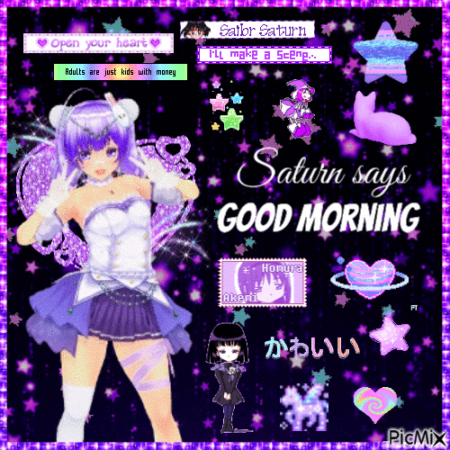 Saturn says Goodmorning! - GIF เคลื่อนไหวฟรี