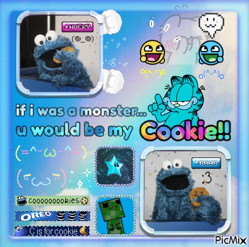 Cookie Monster (っ ˃ ⤙ ˂ )っ - GIF animé gratuit