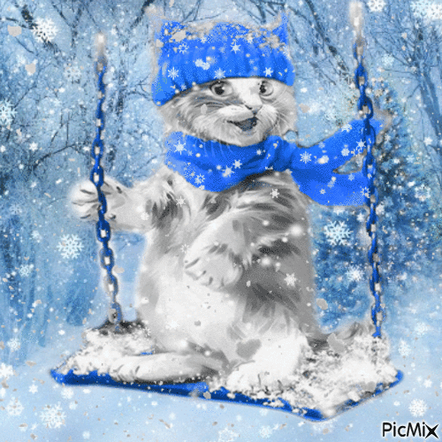 Kitty enjoying winter - Darmowy animowany GIF