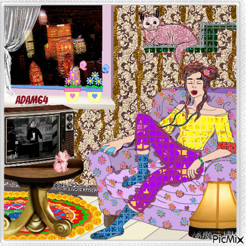 relaxing in front of the TV 2PLAZE - 免费动画 GIF