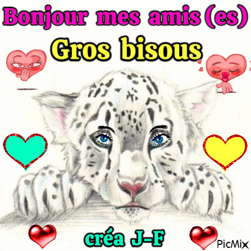 bonjour mes amis(es) - Animovaný GIF zadarmo