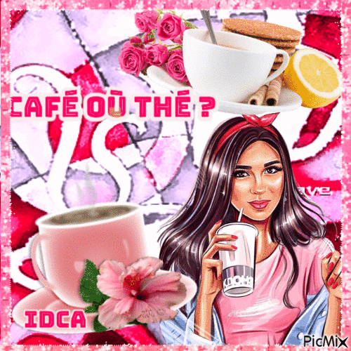 Café ou thé  ?  rose  mur - Gratis geanimeerde GIF