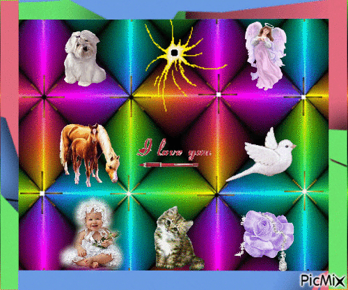 MY FAVORITES, DOGS, CATS,ANGELS, HEARTS, HORSES, I LOVE YOU,BIRDS, BABIES,ANDS FLOWERS, AND BEST OF ALL COLORS. - Bezmaksas animēts GIF